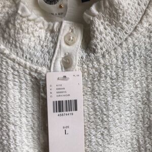 Anthropologie White Cowl Neck Sweater with Textured Knit